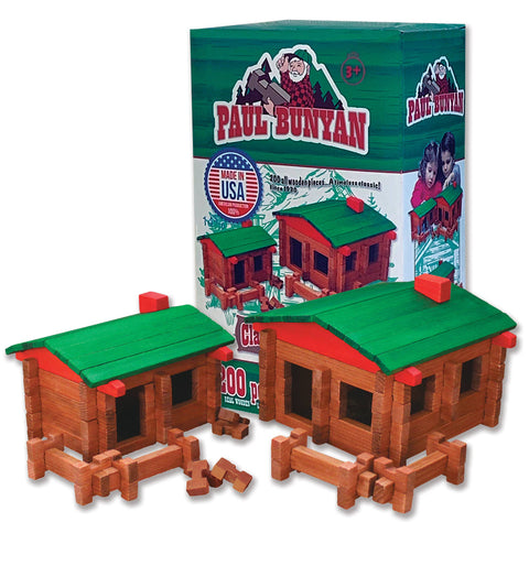 Paul Bunyan Log Cabin Building Set, 200 pieces - Roy Toy