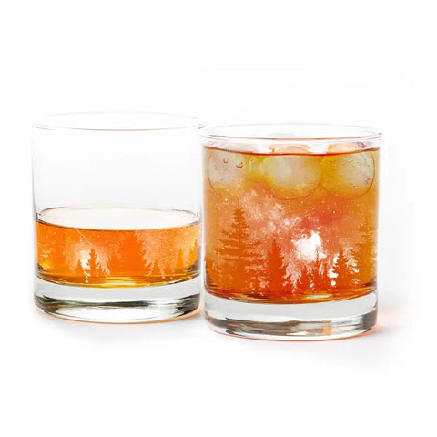 Stars and Night Landscape Whiskey Glasses, 11 oz, Single - Black Lantern