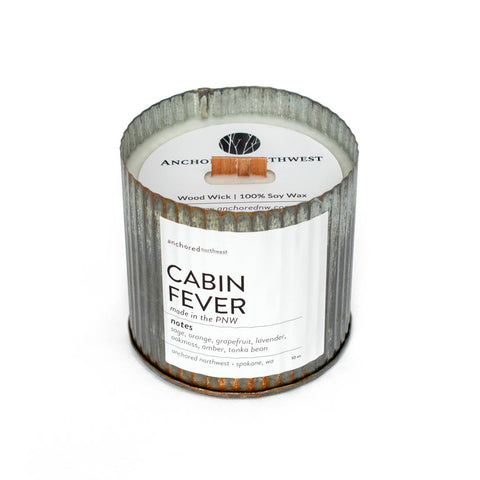 Cabin Fever Rustic Vintage Farmhouse Wood Wick Candle: 10oz - Anchored Northwest
