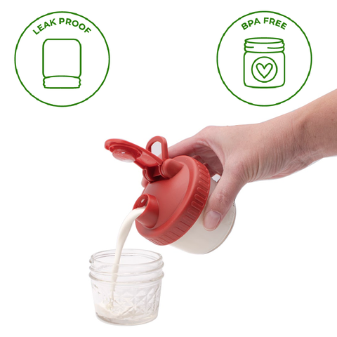 Regular Mouth Pour & Store Shaker Lid with Carry Loop: Cherry Red - Mason Jar Lifestyle