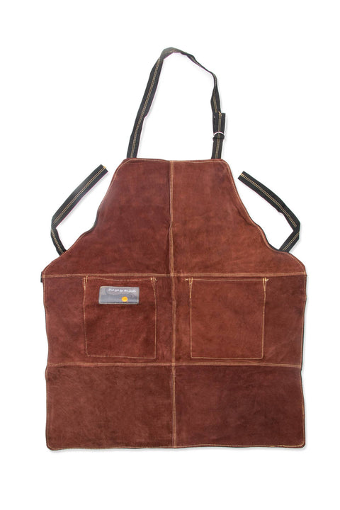 Outset Brown Leather Grill Apron, One Size, 27" x 30" - Fox Run Brands