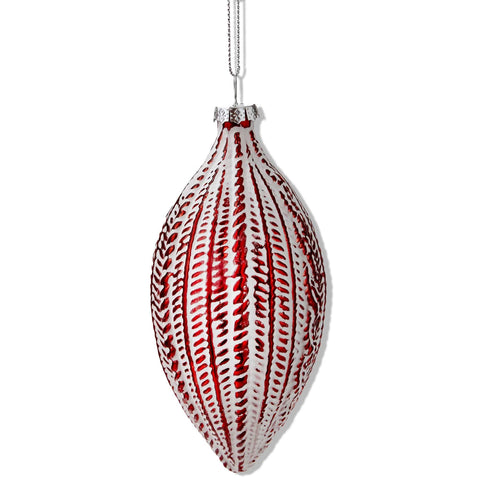 Antique Drop Christmas Tree Ornament - Red, Tall, Glass - tag