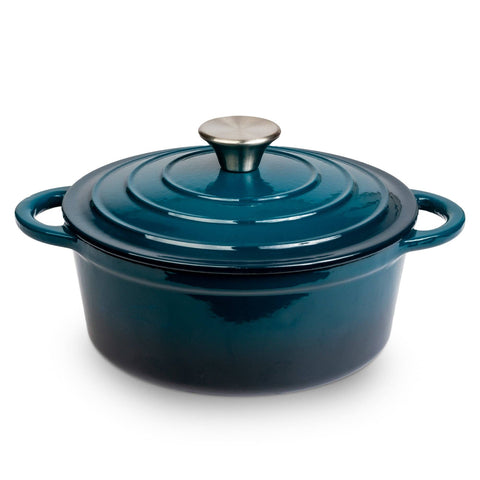 Enameled Cast Iron Dutch Oven: 2.8 Qt. Teal Blue - Lexi Home