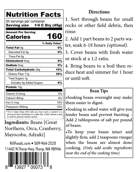 Heirloom Dried Bean Blend, 2 lbs - Rill Foods