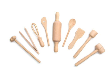 Wooden Kitchen Tools Set, Junior 9 Pieces - Fox Run Brands
