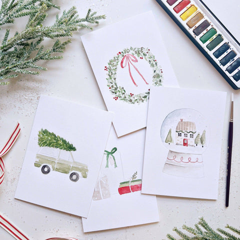 Christmas Cheer Paintable Notecards, Set of 8 - Emily Lex Studio