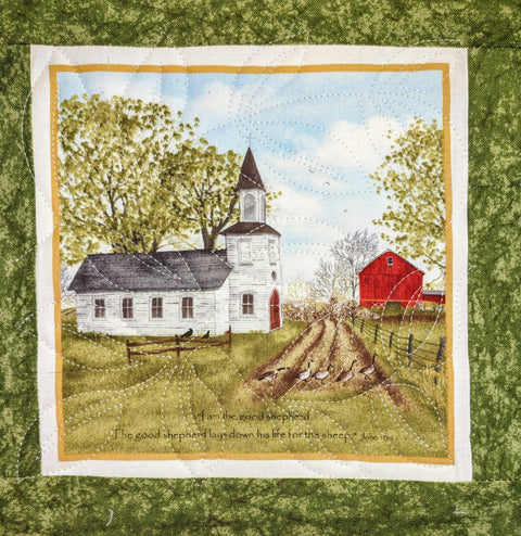 Country Church/Chapel Potholders/Hotpads: Come unto Me - Red Mitten