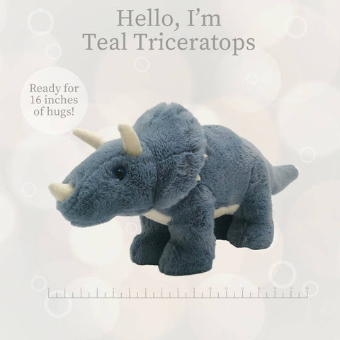 Teal Triceritops Lushee Plush, 16" - Beverly Hills Teddy Bear Company
