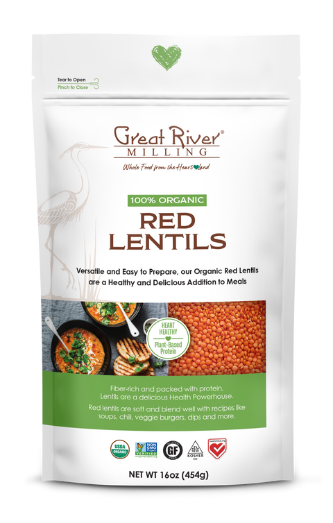 Organic Red Lentils (1 Lb): 16oz - Great River Milling
