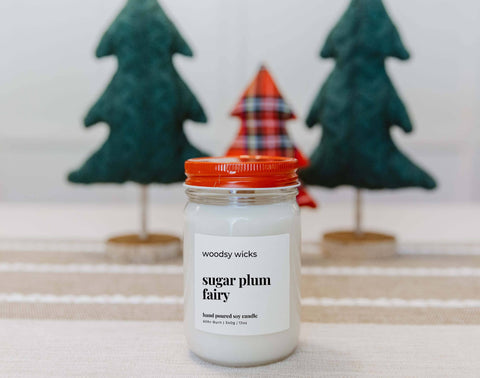 Sugar Plum Fairy Candle, 8 oz 100% Soy Wax, Cotton Wick - Woodsy Wicks