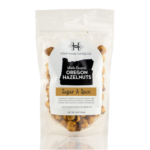 Whole Roasted Oregon Hazelnuts - Sugar and Spice - Holm Made Toffee Co.