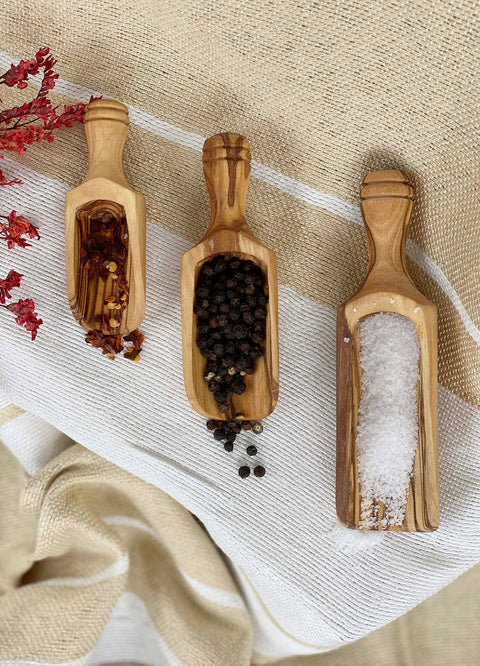 Olive Wood Spice Scoops, Set of 3 - Scents and Feel