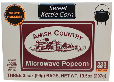 Microwave Popcorn - Sweet Kettle Corn, 3 pack, 3.5 oz each - Amish Country Popcorn
