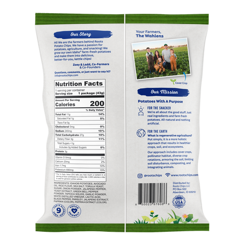 Jalapeño Potato Chips, 1.5 oz bag - Roots Potato Chips