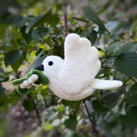 Dove with Olive Branch Felt Wool Christmas Ornament - Ornaments 4 Orphans