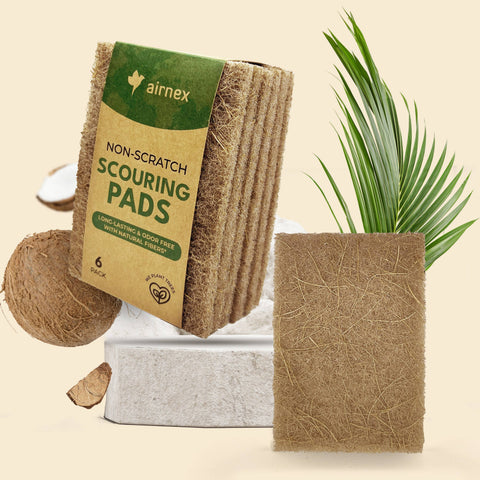 6 Pack Coconut Scourer, Eco-friendly Scouring Pad - AIRNEX