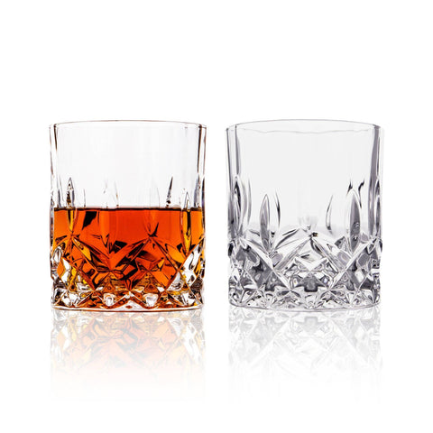 Crystal Cut Old Fashioned Whiskey Glasses, 10oz (Set of 2) - Lemonsoda