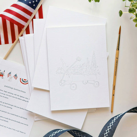 Americana Paintable Watercolor Notecards, Set of 8 - Emily Lex Studio