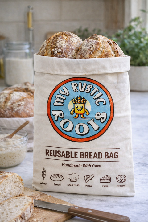 Beeswax Lined Fold Down Reusable Bread Bag - My Rustic Roots