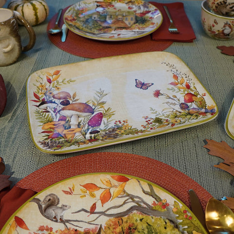 Woodland Critters Fall Rectangular Platter, 14"x10" - Certified International