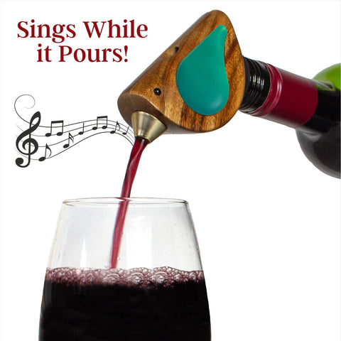 Songbird Specialties® "Singing" Wine Bottle Pourer, Turquoise - Totally Bamboo