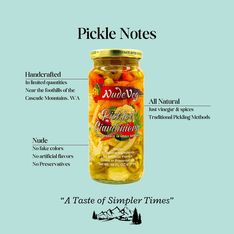 Pickled Giardiniera, 16 oz Handcrafted - Ayurveg | NudeVeg Pickles