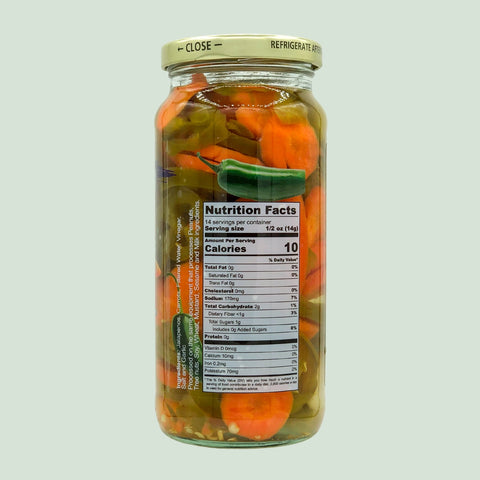 Taqueria Style Jalapenos & Carrots, 16 oz Handcrafted - Ayurveg