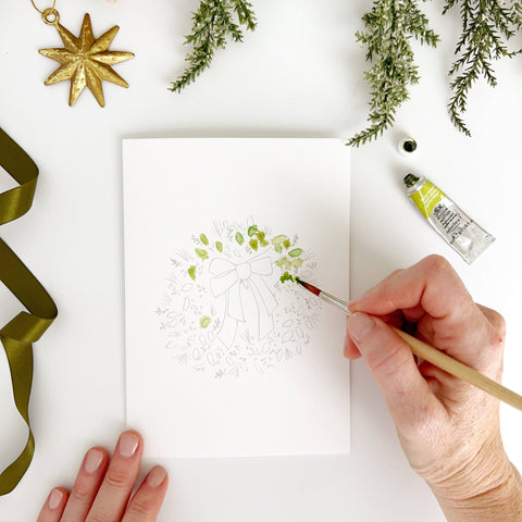 Wreaths Paintable Notecards, Set of 8 - Emily Lex Studio