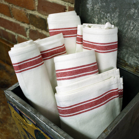 Vintage Farmhouse Retro Red Stripe Dish Towels - Colonial Patterns, Inc.
