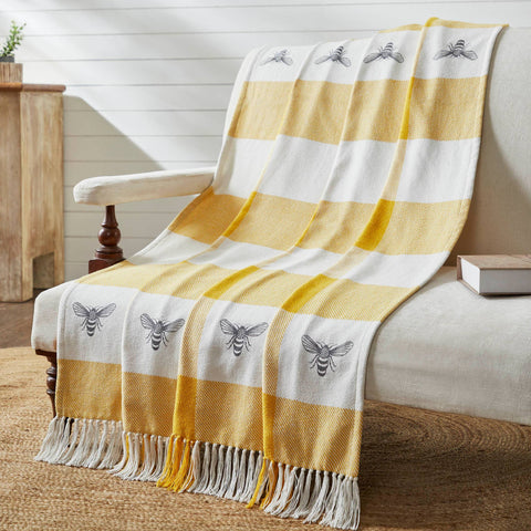 Buzzy Bees Woven Throw, 50x60 inch - VHC Brands