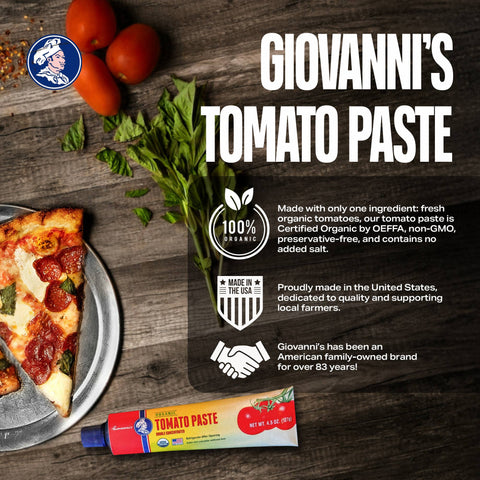 Tomato Paste, 4.5 oz tubes, Made in USA, USDA Organic - Giovanni's