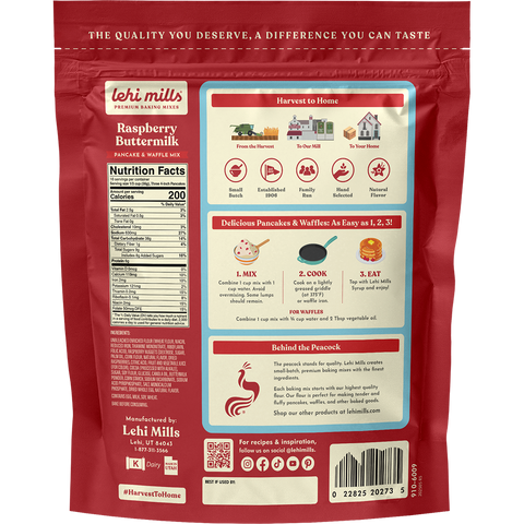 Raspberry Buttermilk Pancake Mix: 2 lb Pouch - Lehi Mills
