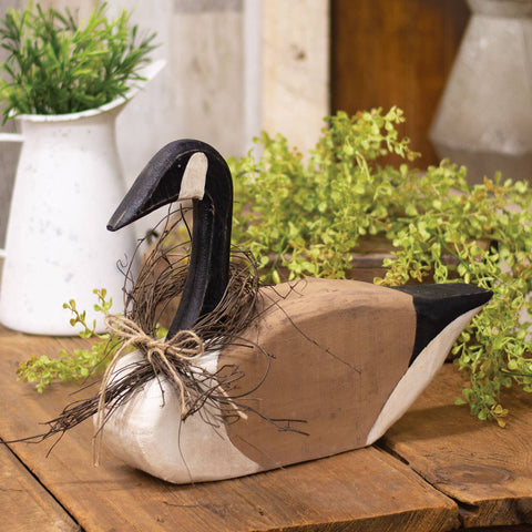 Distressed Primitive Wooden Canada Goose, 10"x14.5"x3" - The Hearthside Collection