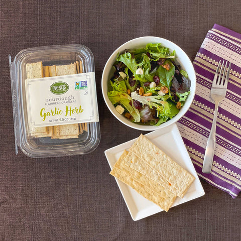 Sourdough Garlic Herb Flatbread Crackers - Partners Crackers