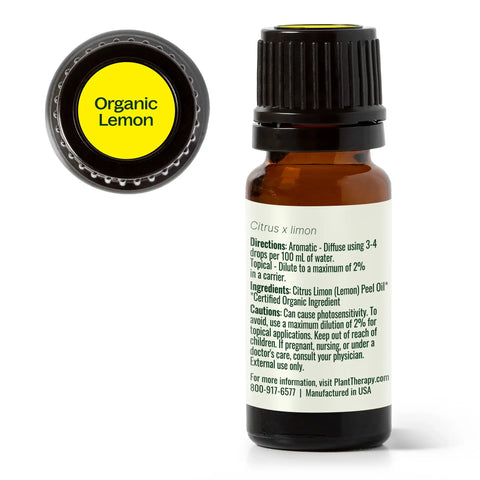 Organic Lemon Essential Oil, 10 ml - Plant Therapy