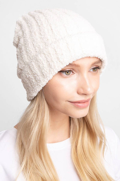 Black Winter Solid Color Ribbed Cuff Beanie Hat: One Size - Fashion City
