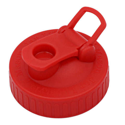 Regular Mouth Pour & Store Shaker Lid with Carry Loop: Cherry Red - Mason Jar Lifestyle