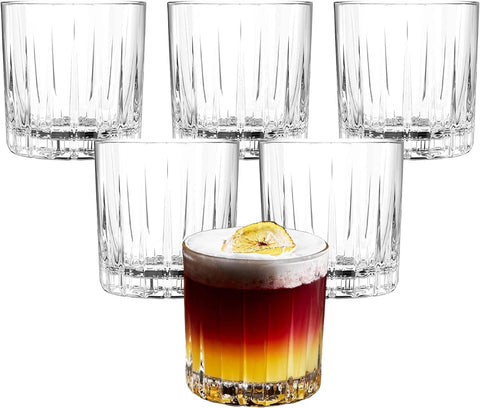 Premium Double Rocks Whiskey Glasses, 12oz (1 piece): Lines - Lemonsoda
