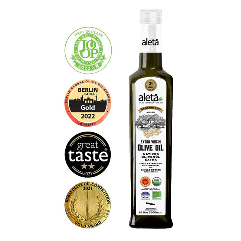 Greek Extra Virgin Olive Oil, 16.9 oz bottle, Organic Single Estate - Aleta Farms