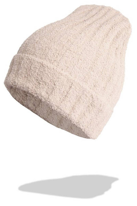 Black Winter Solid Color Ribbed Cuff Beanie Hat: One Size - Fashion City