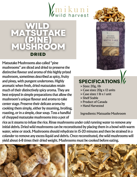 Dried Wild Matsutake Mushrooms, 20 g - Mikuni Wild Harvest USA