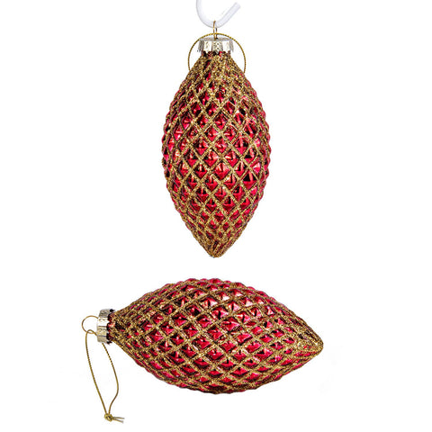 Red Icicle Glass Christmas Tree Ornaments - Set of 2 - STP