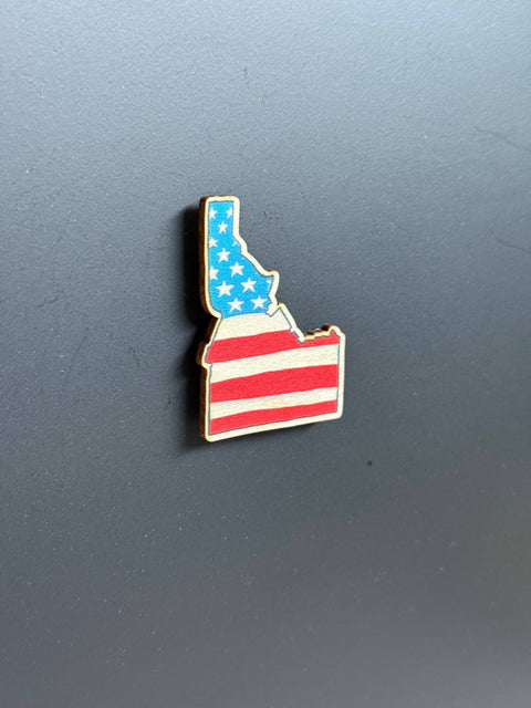 2018 Idaho US Flag, 2" Wooden Magnet