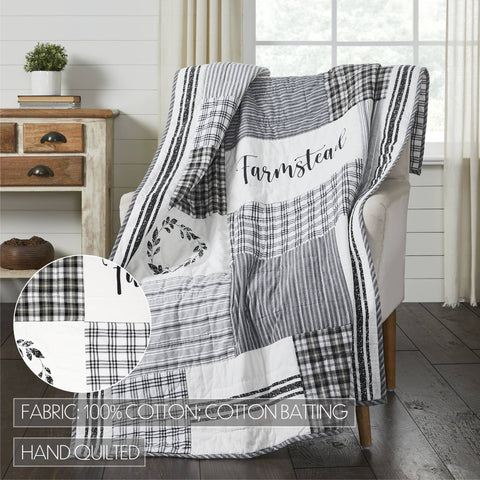 Sawyer Mill Black Stenciled Patchwork Throw, 50x60 in - VHC Brands