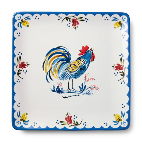 French Rooster Square Platter, 12.5" - Certified International