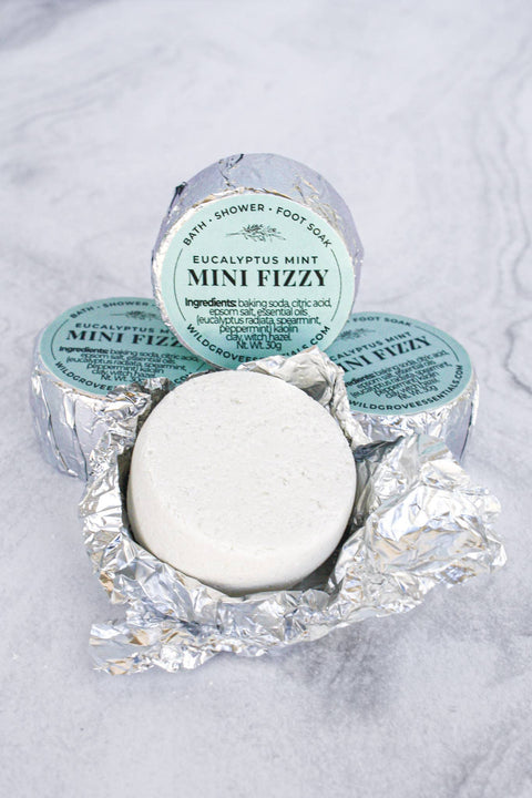 Natural Bath & Shower Fizzies with Essential Oils, Mini: Spruce & Fir - Wild Grove Essentials