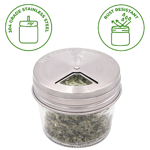 Stainless Steel Spice Lids: Wide Mouth - Pack of 4 - Mason Jar Lifestyle
