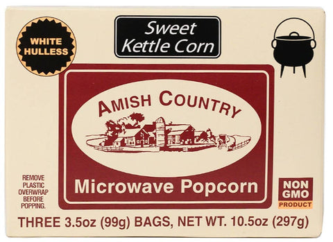 Microwave Popcorn - Sweet Kettle Corn, 3 pack, 3.5 oz each - Amish Country Popcorn