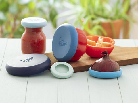 Reusable Silicone Food Savers: Ice Blue, Set of 5 - Food Huggers