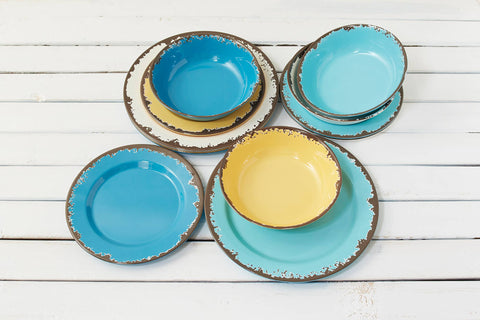 Melamine Dinnerware, Set of 12, Multicolor - Fox Run Brands